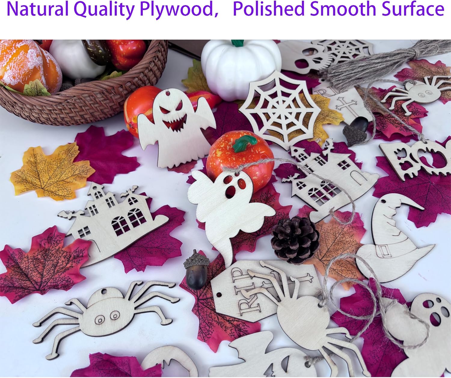 60PCS Unfinished Wooden Cutouts for Kids DIY