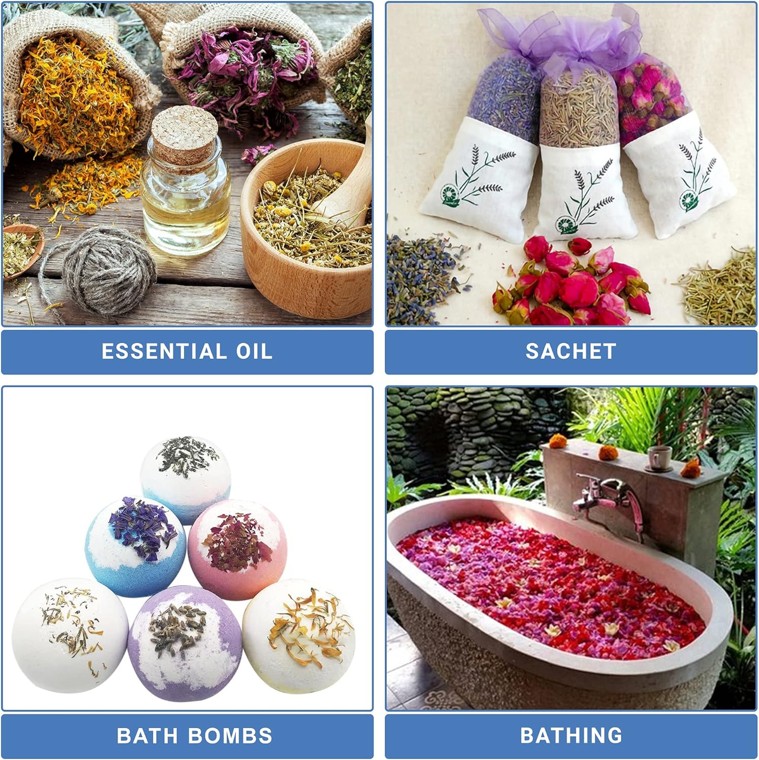 16 Bags Dried Flowers for Soap Making and Candle Crafting