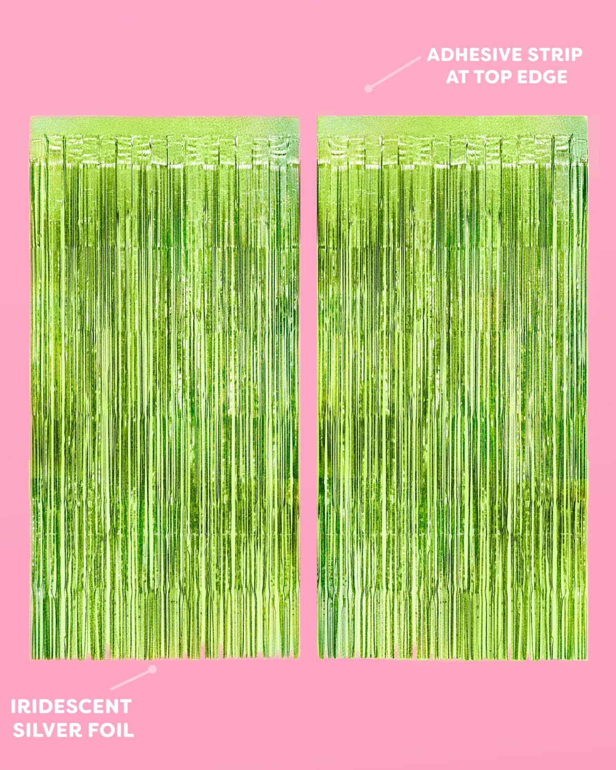 XO Fetti Lime Green Foil Curtain Set of 2