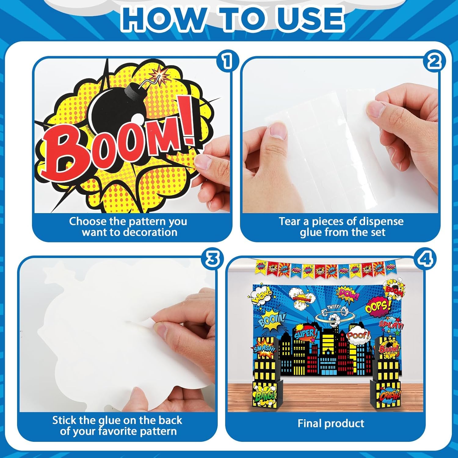 17Pcs Super Theme Hero Party Backdrop Set