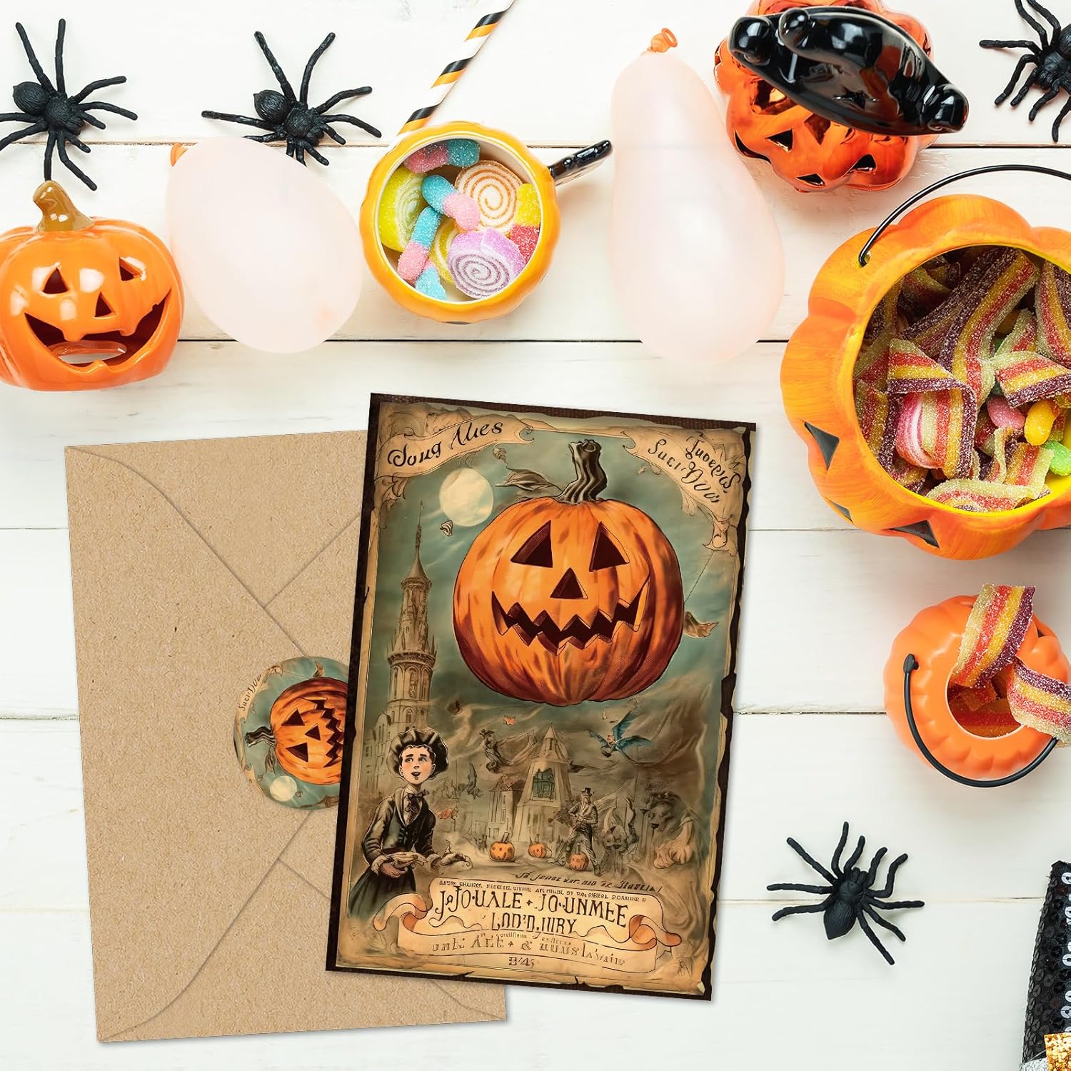 Whaline 32 Pack Halloween Greeting Cards with Stickers and Envelopes