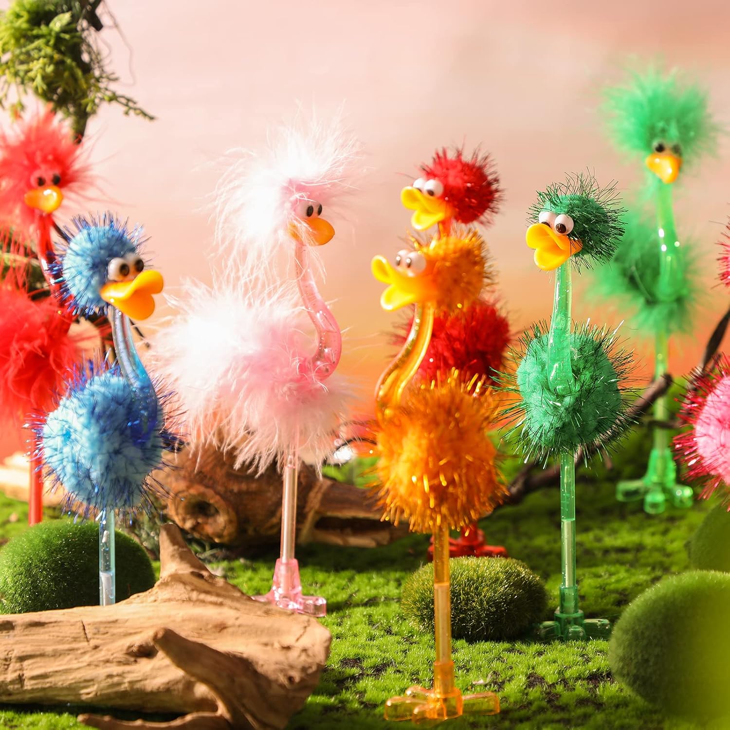 Tinlade 24 Pcs Flamingo Ostrich Novelty Pens