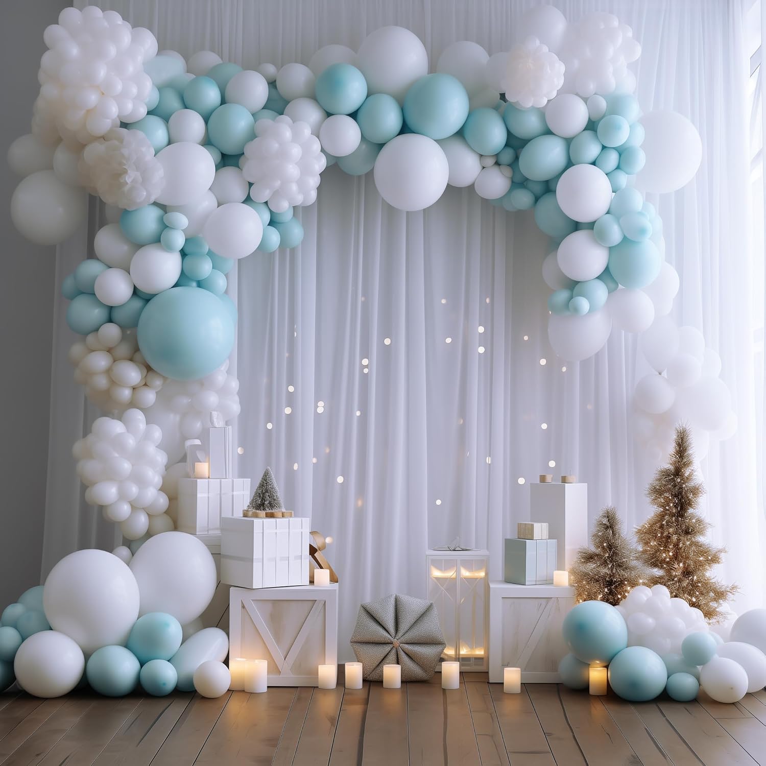 Wokceer 10x8FT White Backdrop Curtain 2 Panels Wedding Photo Background