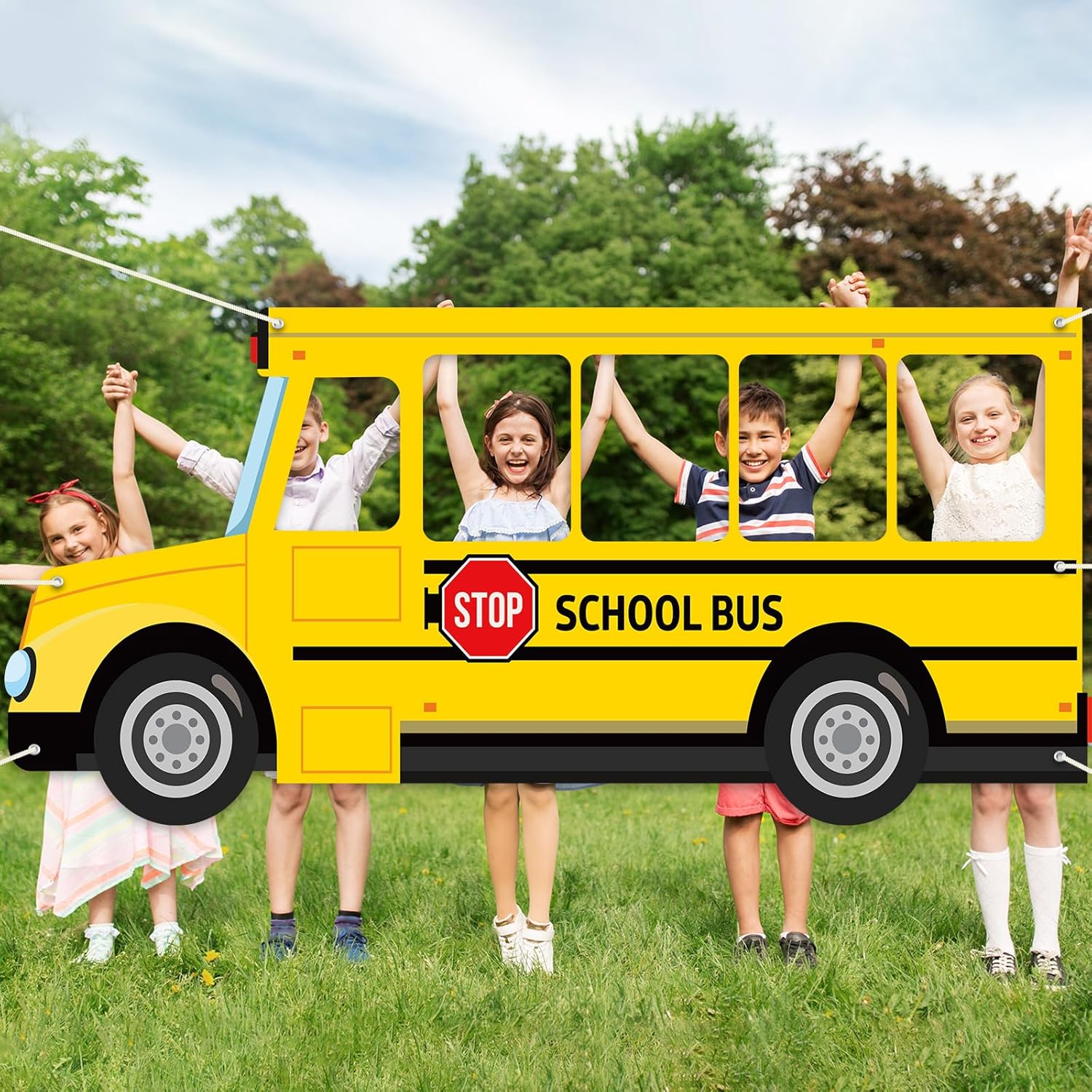 Yellow School Bus Photo Prop Banner for Back to School Party