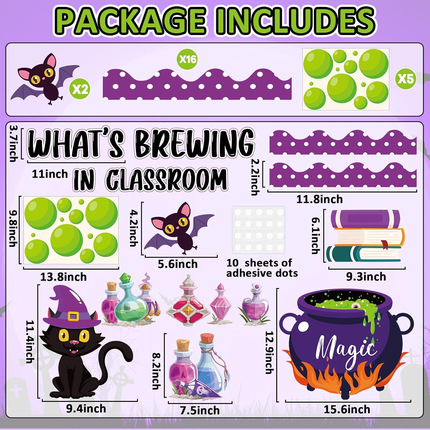 Halloween Bulletin Board Decorations Set for Classroom and Home