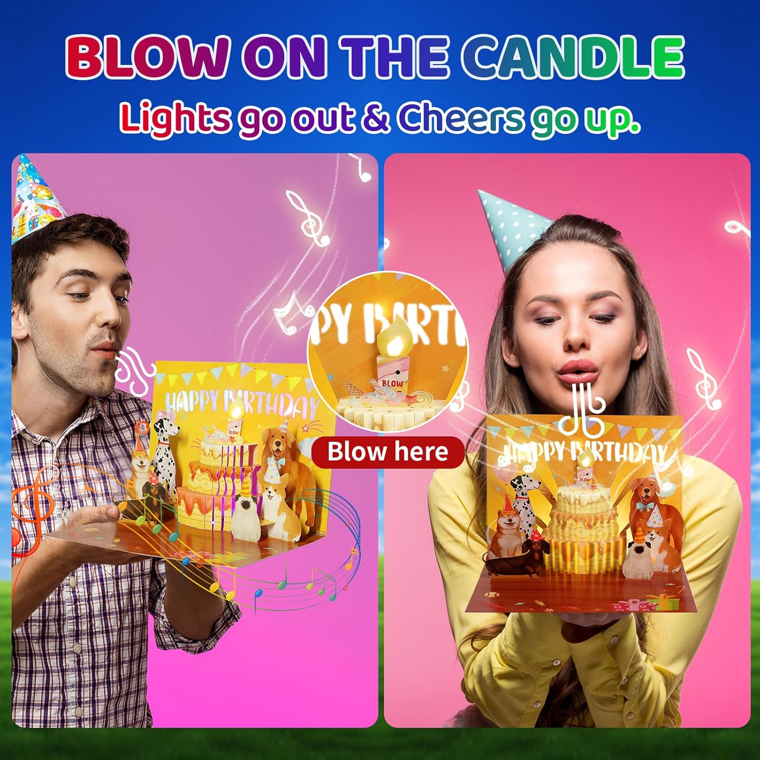 Funny Dog Birthday Card with Music and Lights