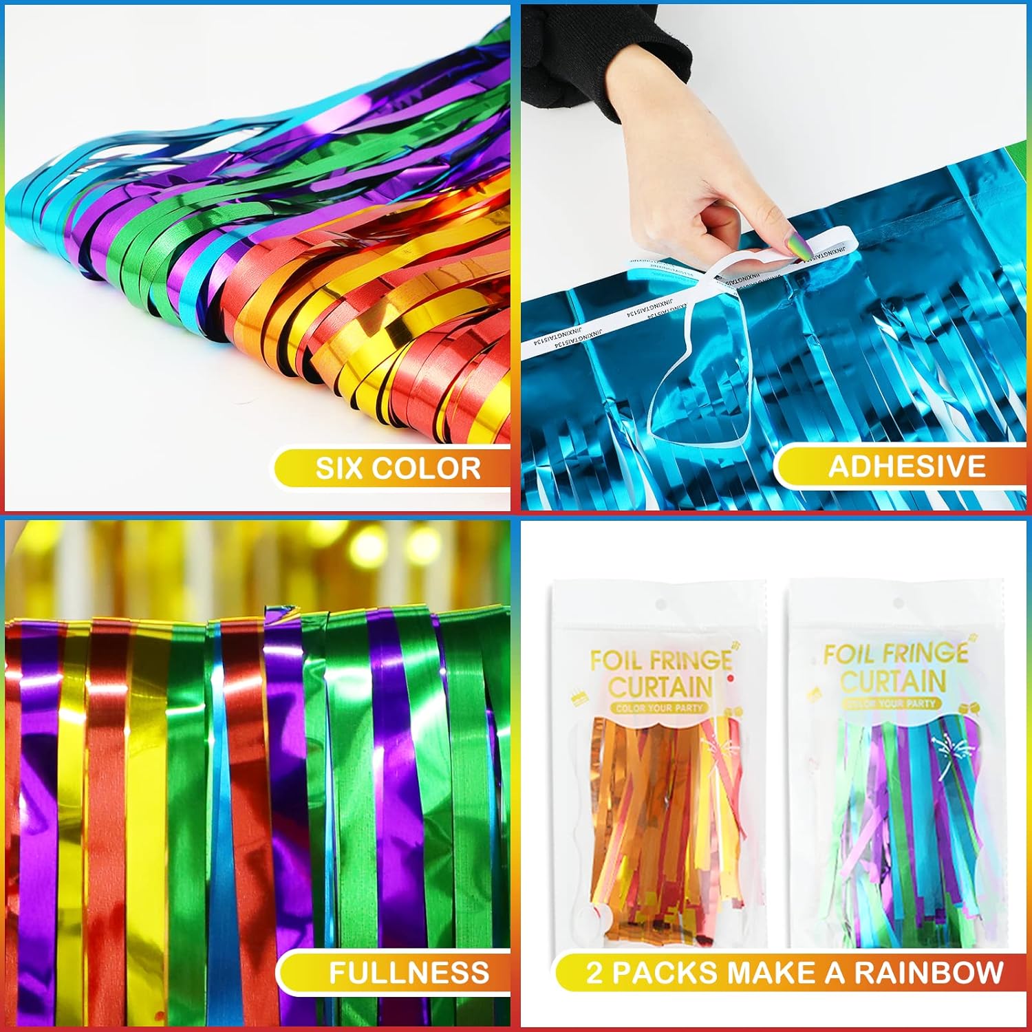 LOLStar Rainbow Foil Fringe Curtains 2 Pack 1