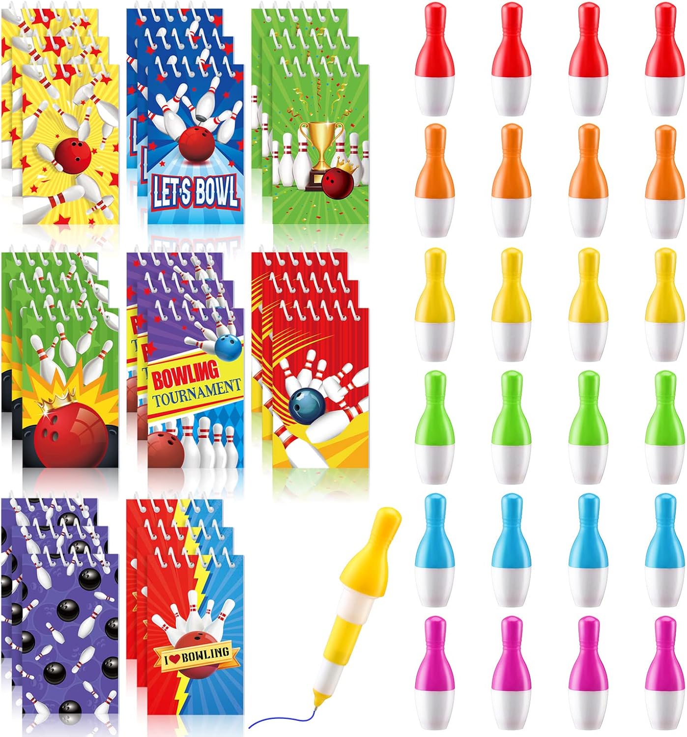 Kisston 48 Pcs Bowling Party Favors with Notebooks and Pens