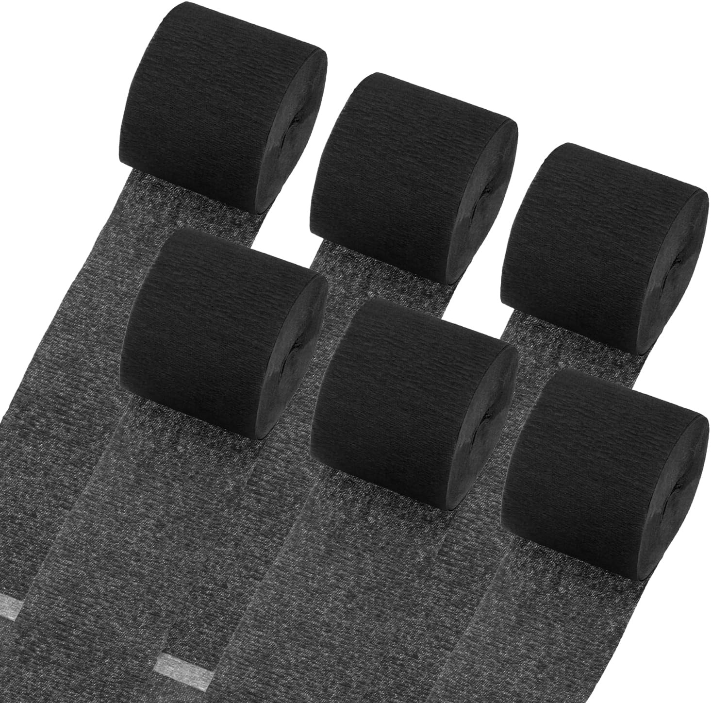 Uxcell Crepe Paper Streamers 6 Rolls Black Party Decorations