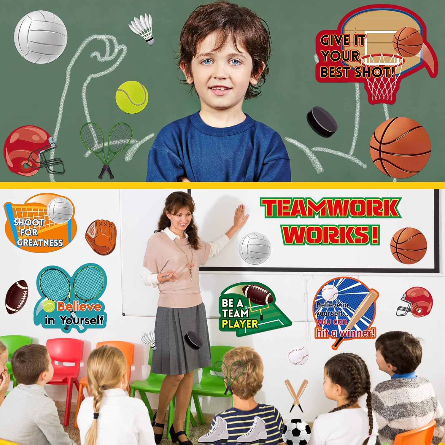 Thenshop Sports Teamwork Bulletin Board Set 72 Pcs