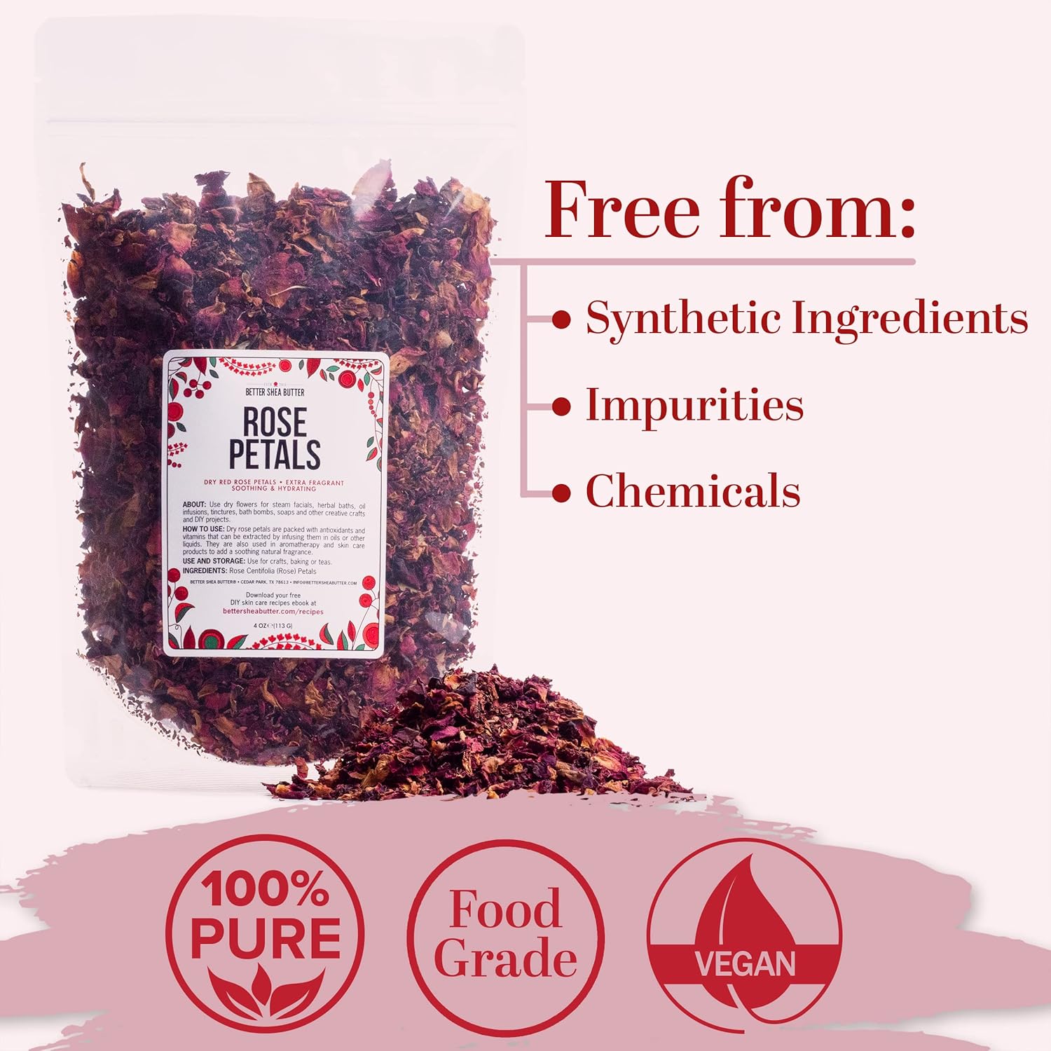 Dried Rose Petals for Cooking Tea and Soap Making