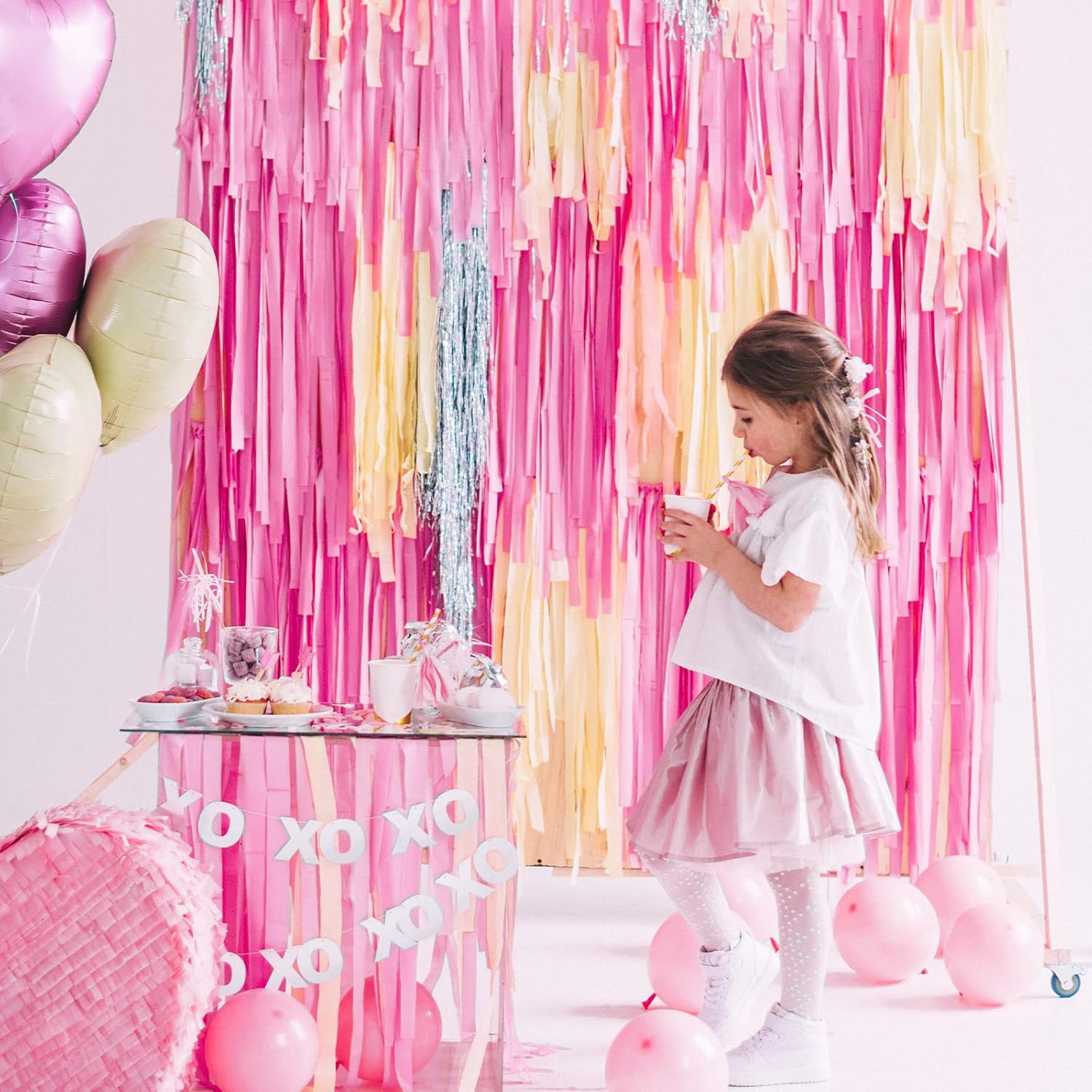 PartyWoo Pink Red Crepe Paper Streamers 6 Rolls 492 Feet
