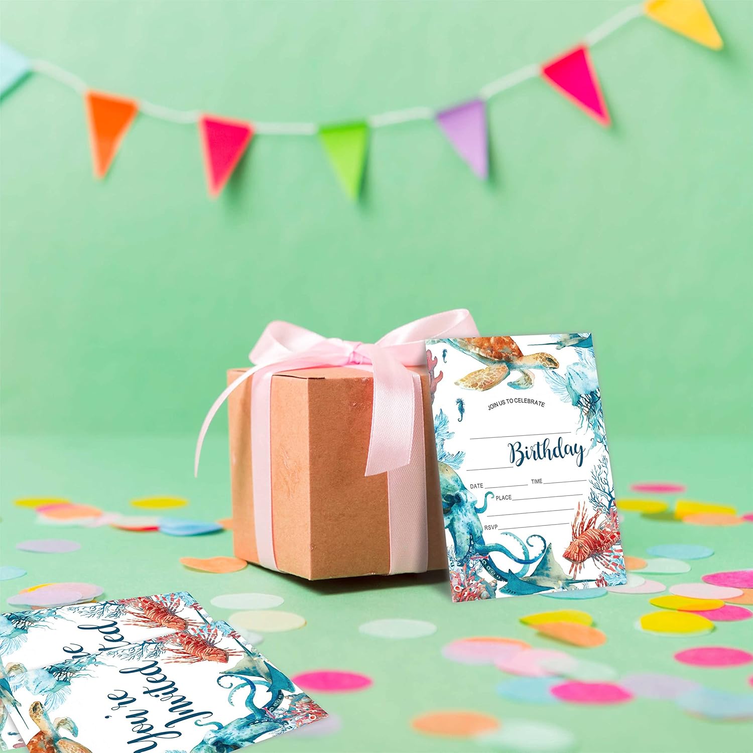 Ocean Theme Birthday Invites With Envelopes 20 Count