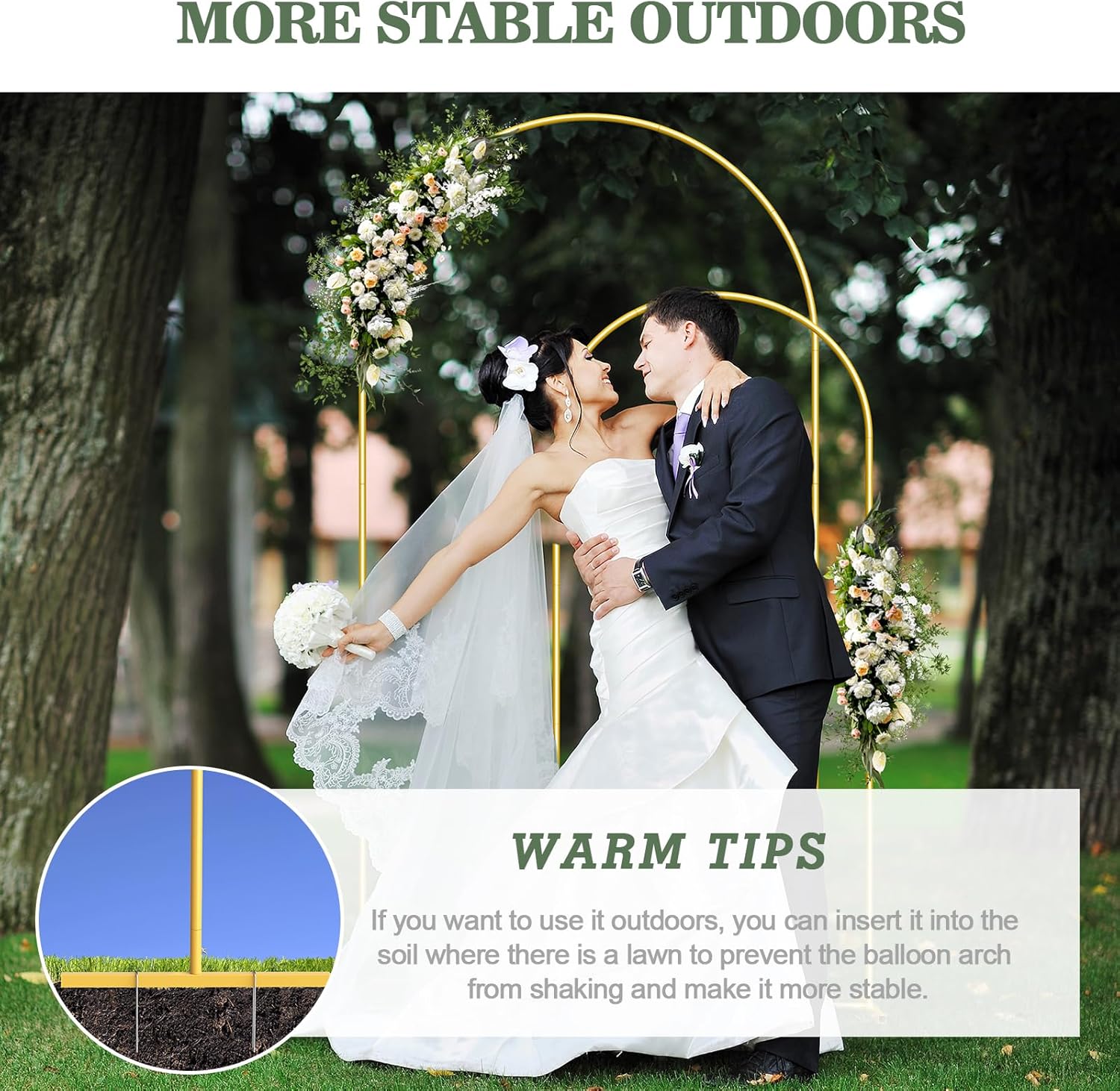 Gold Wedding Arch Backdrop Stand Set of 2
