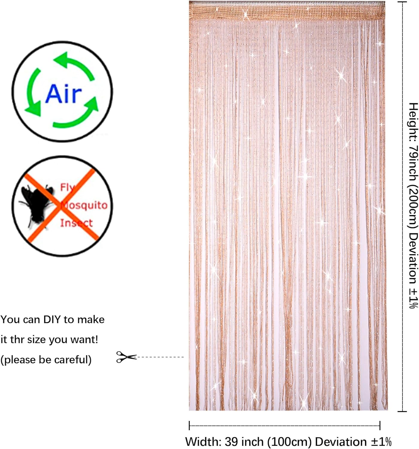 2 Pack 39x79 Inch String Curtains Door