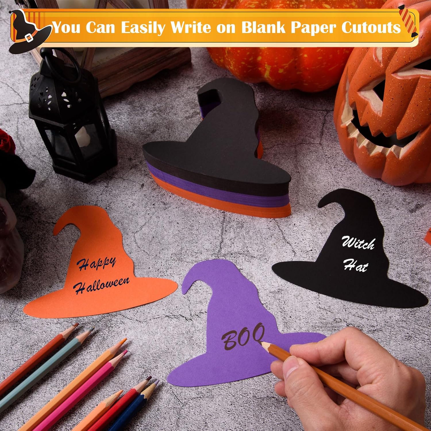 MixTeach Halloween Witch Hat Cutouts 180 Pcs