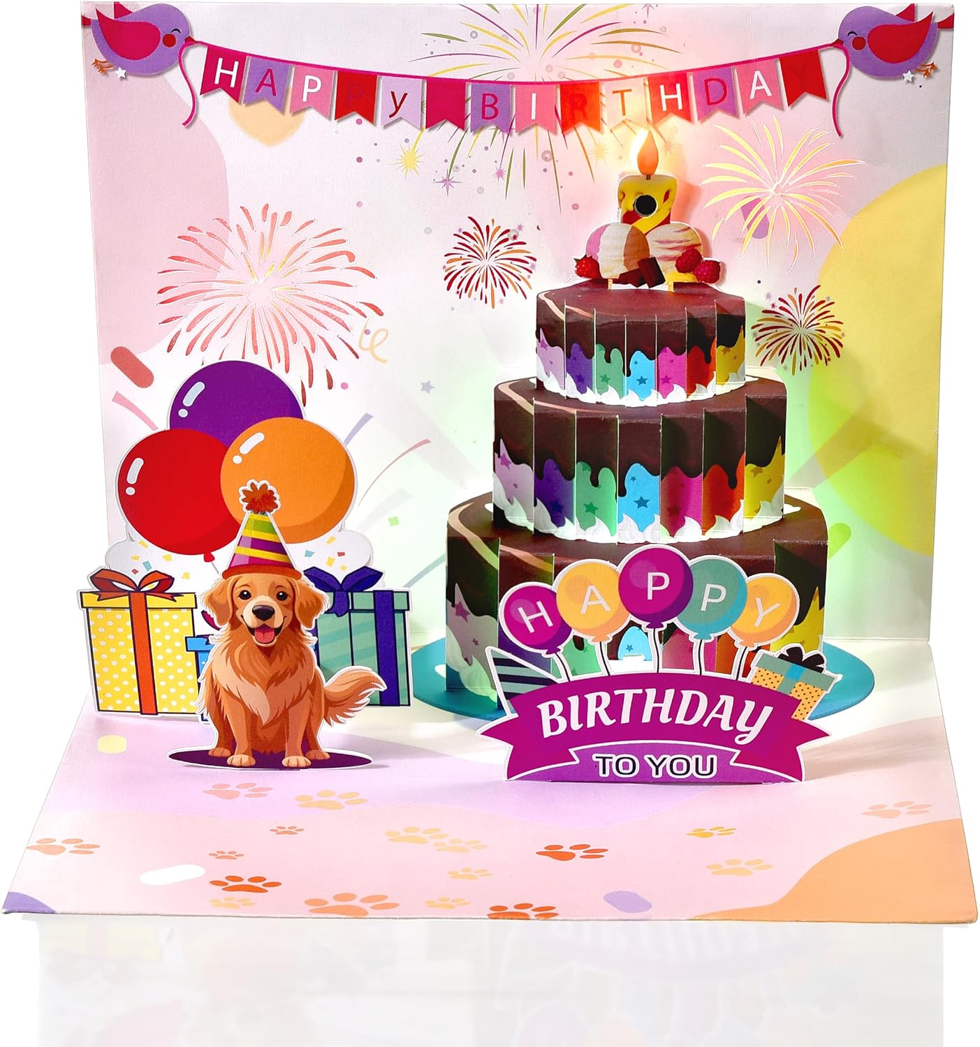 Funny Dog Birthday Card with Music and LED Lights