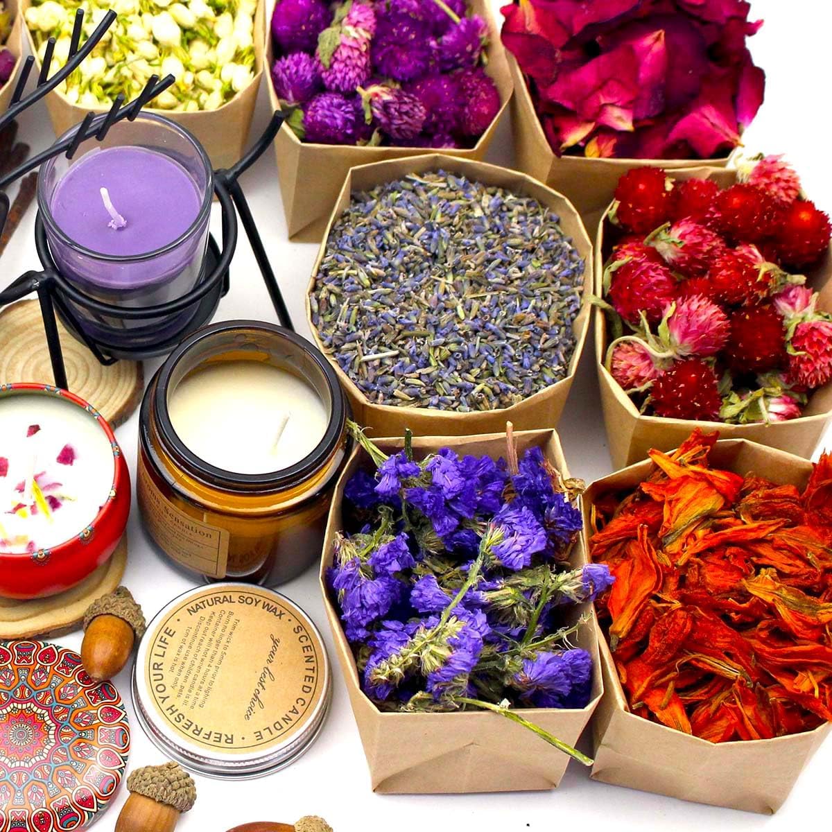 9 Bags Set of Natural Dried Flowers for Crafts