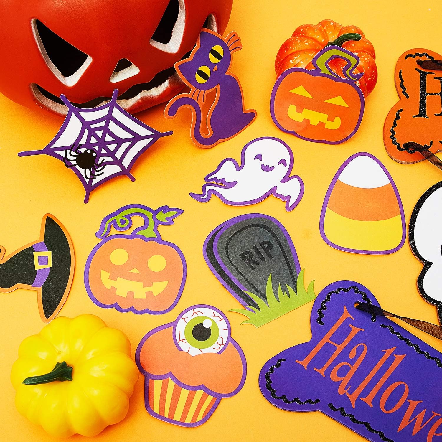 60 Halloween Cut Out Accents Mini Paper Decorations