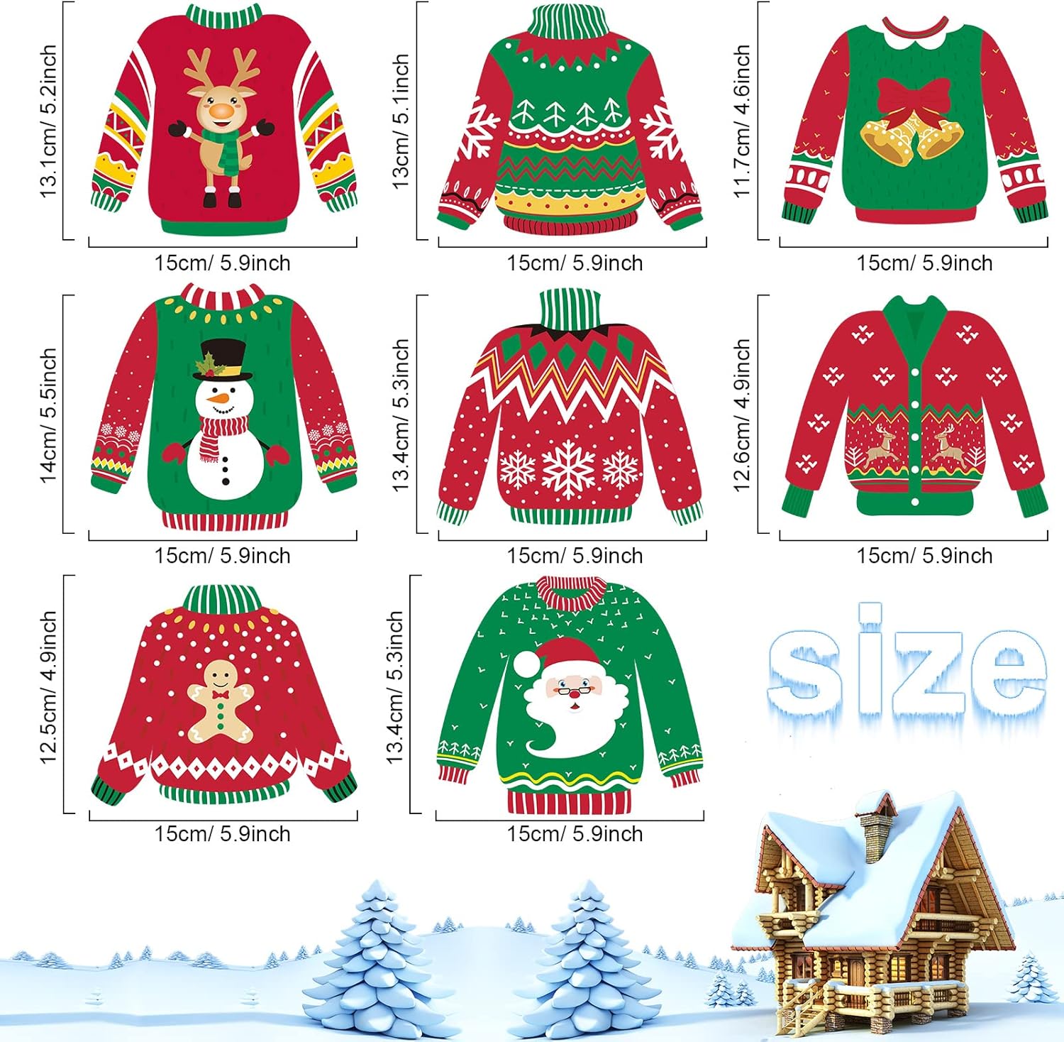 40 Piece Ugly Sweater Cutouts for Christmas Party Decorations