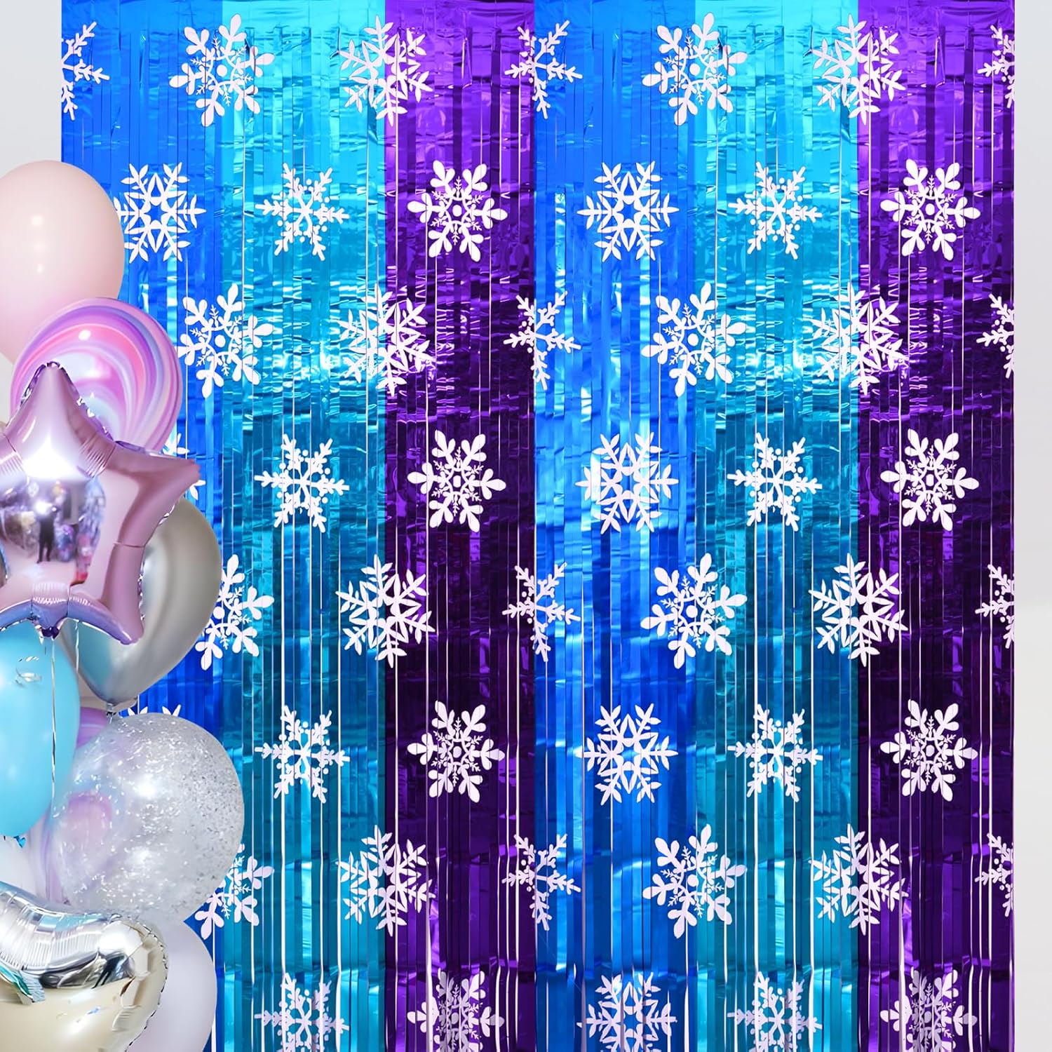 Winter Princess Party Decorations 2 Pack Tinsel Foil Curtains