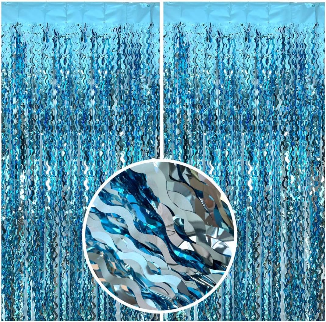 Blue Foil Fringe Curtain Party Backdrop