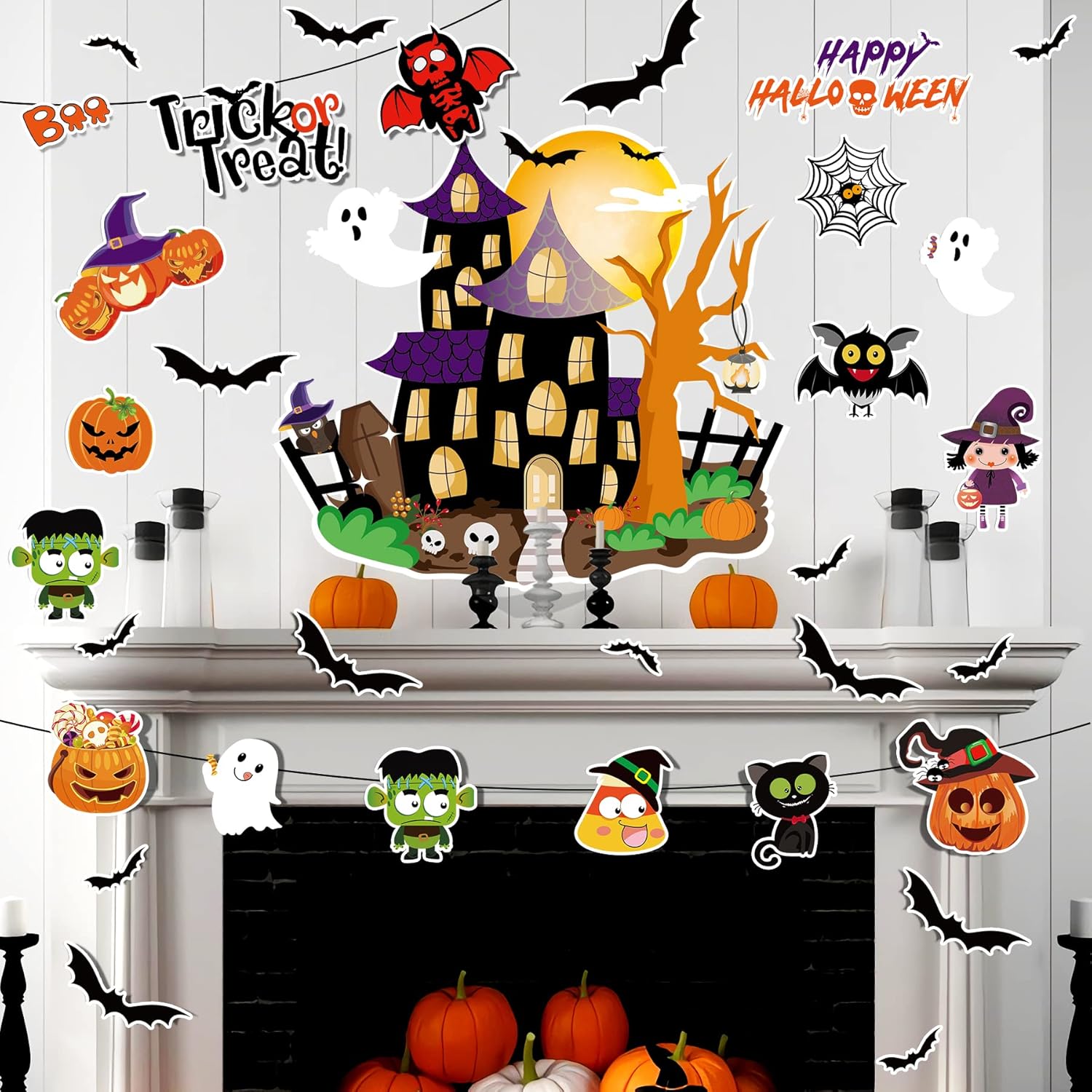 57Pcs Halloween Cutouts Classroom Bulletin Board Decor Set