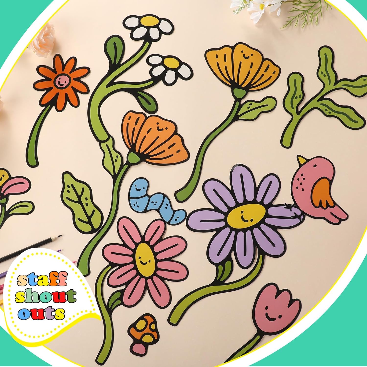 Kudos Corner Bulletin Board Decoration Set with 20 Cutouts