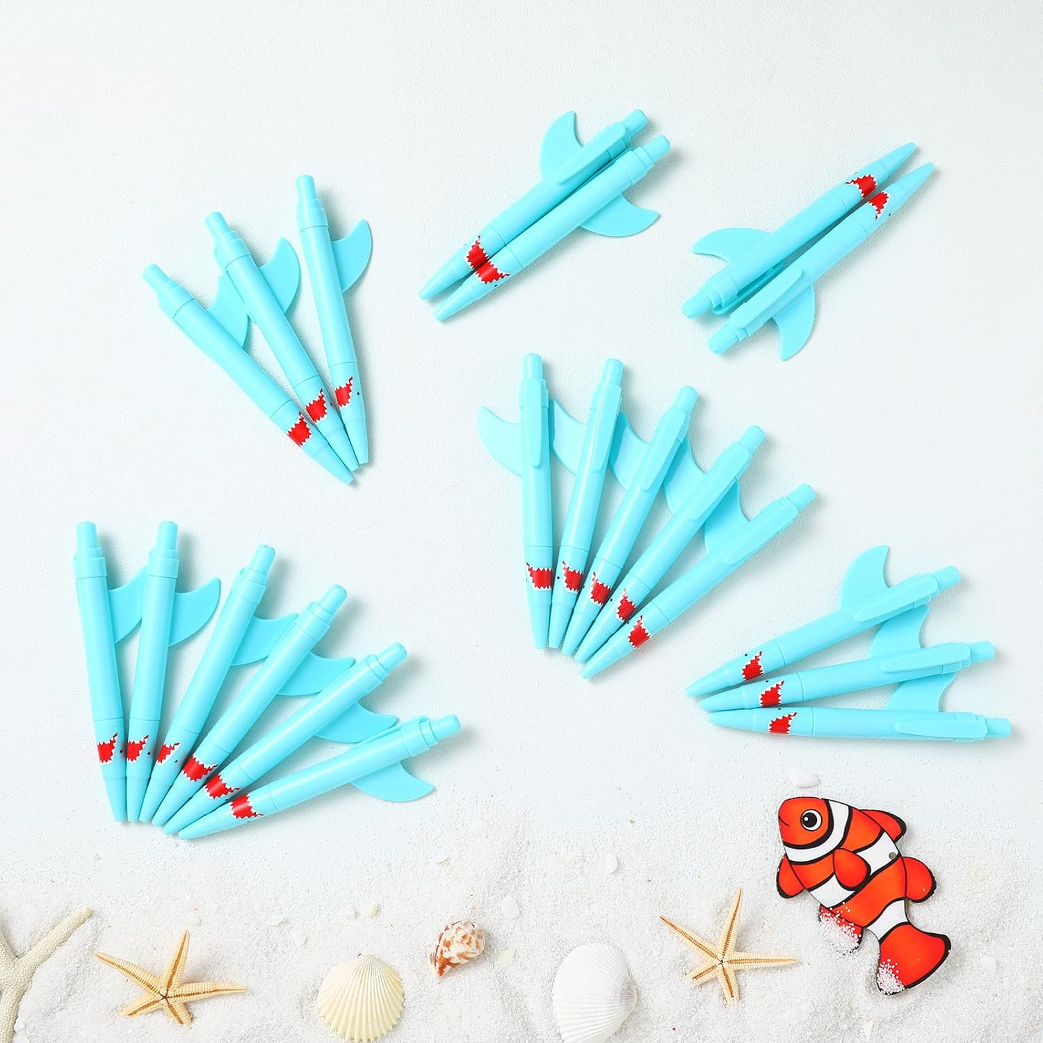Sinmoe Shark Shaped Pens 48 Pcs Blue Ocean Theme
