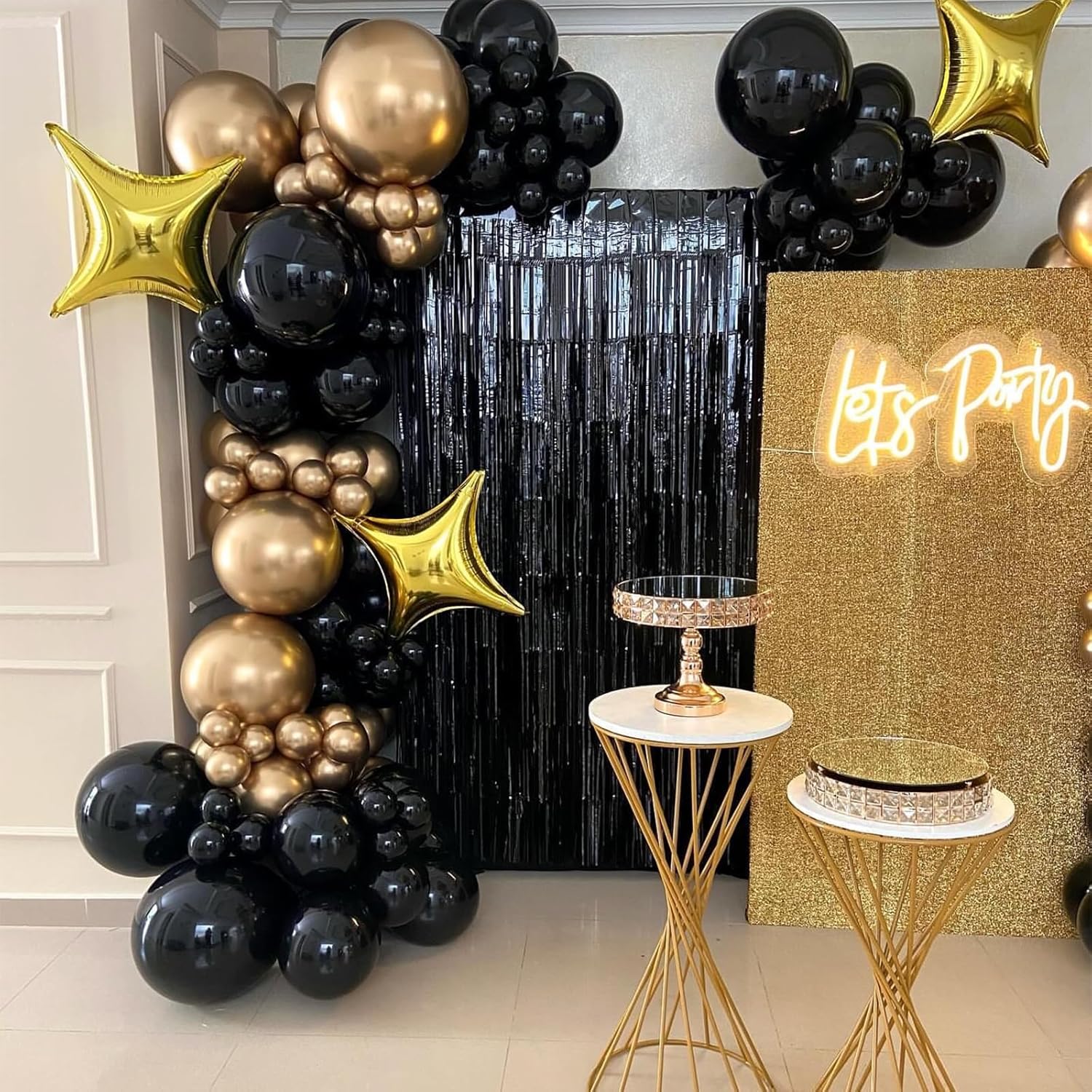 AOODOOM Crepe Paper Streamers 4 Rolls Black Party Decorations