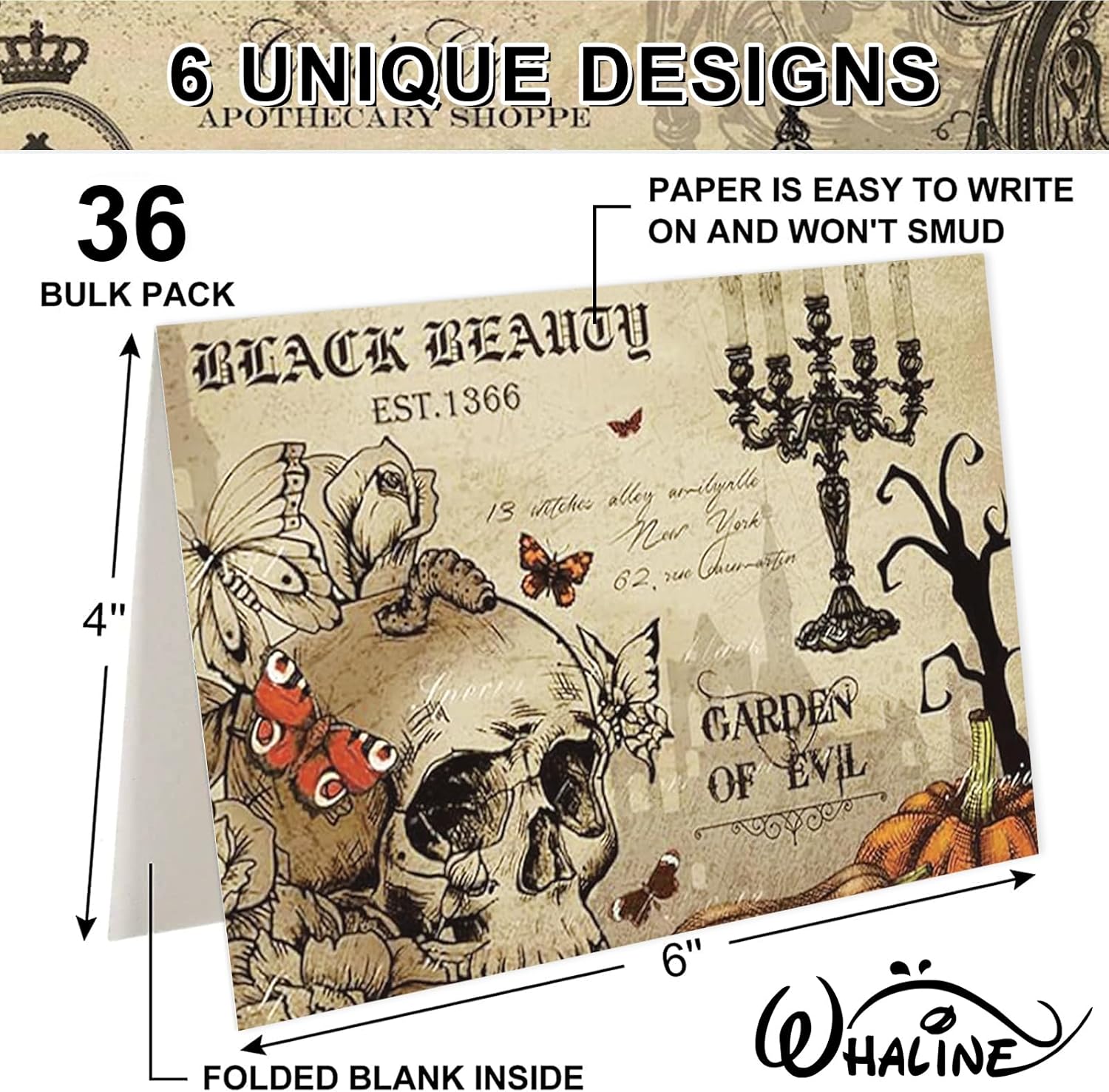 Whaline 36 Pack Halloween Greeting Cards with Envelopes and Stickers