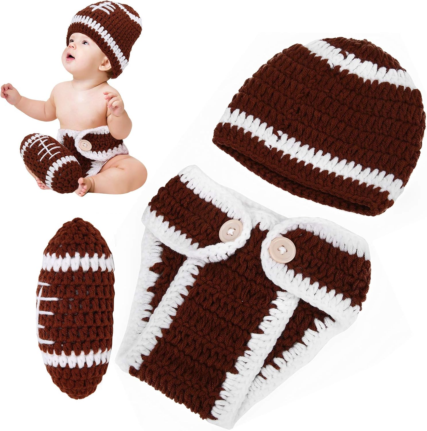 Newborn Photography Props Set Brown Baby Hats for Boys and Girls