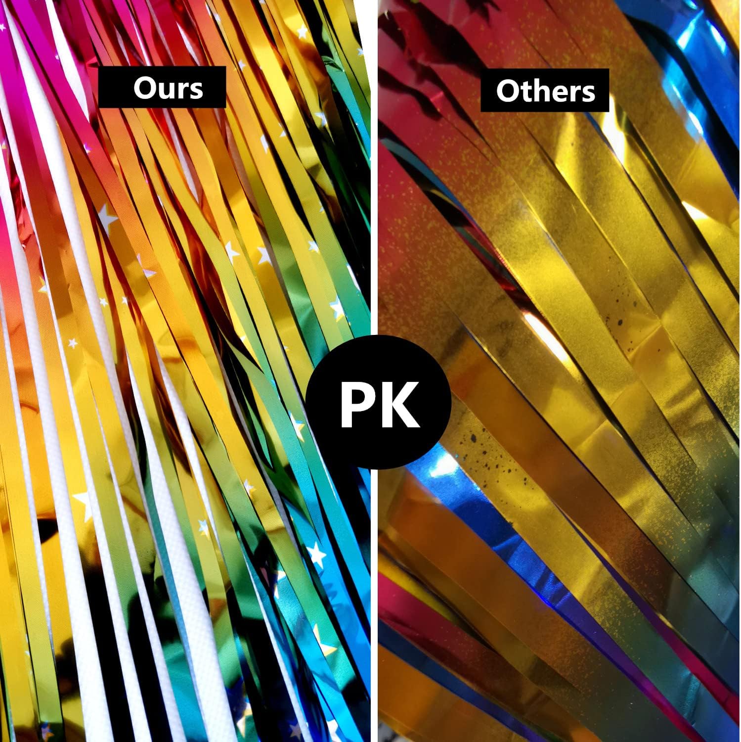 Sparkly Rainbow Gradient Tinsel Foil Fringe Curtain 2 Packs