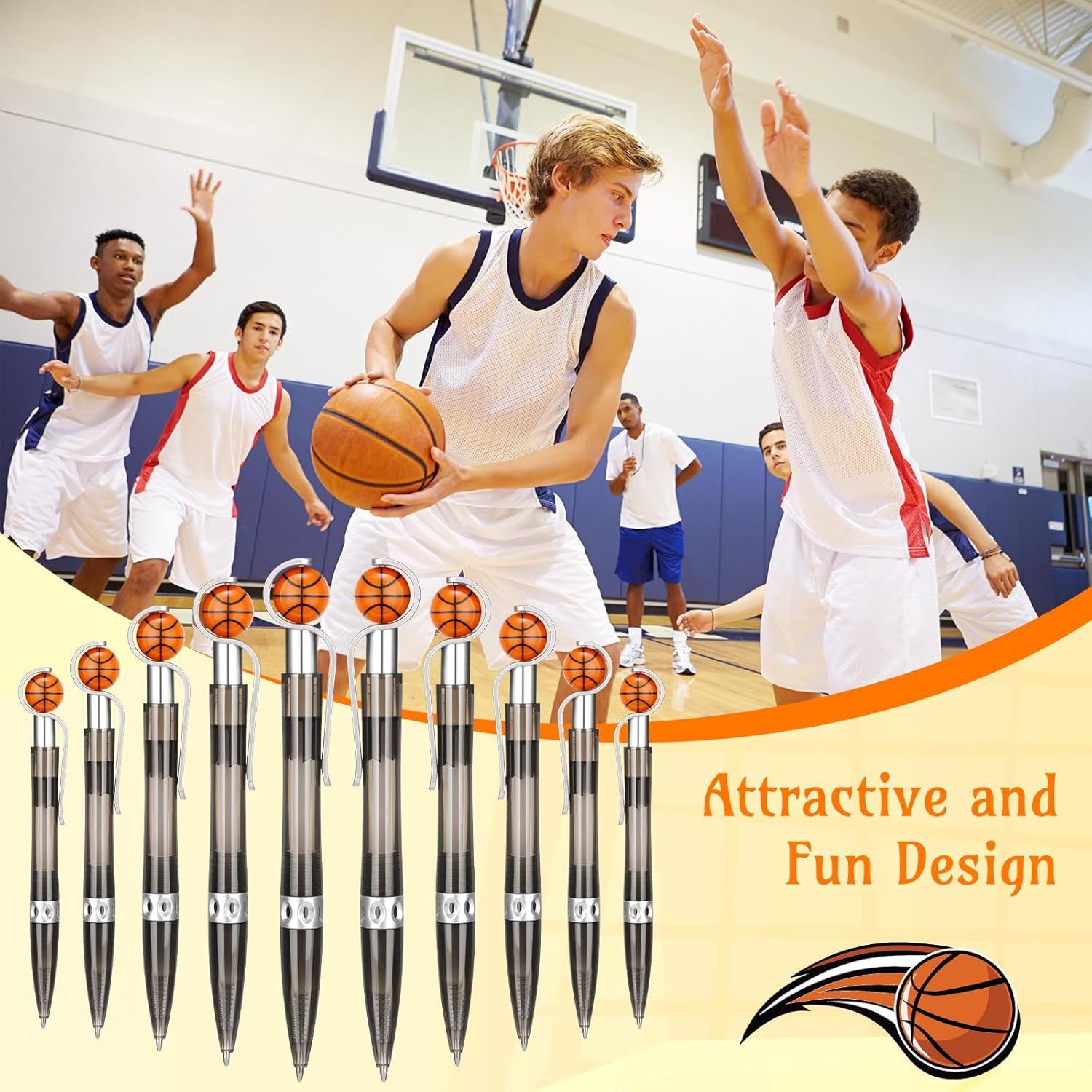 Zhanmai Basketball Design Ballpoint Pens 24 Pack