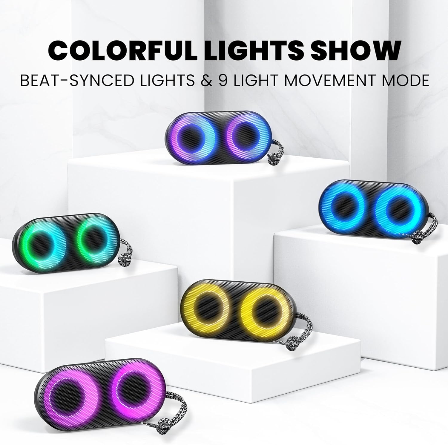 MIATONE Drum Shower Speaker with LED Lights and Bluetooth 53