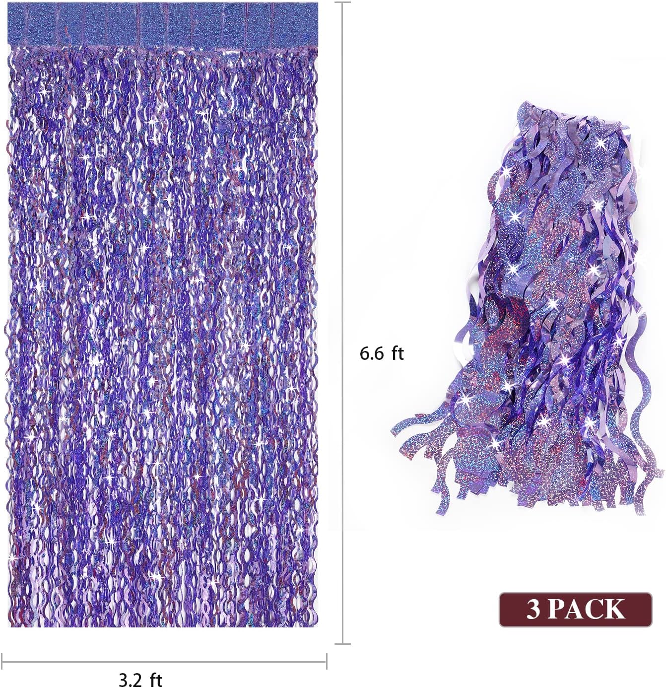 Purple Foil Fringe Curtains 3 Pack Party Decor