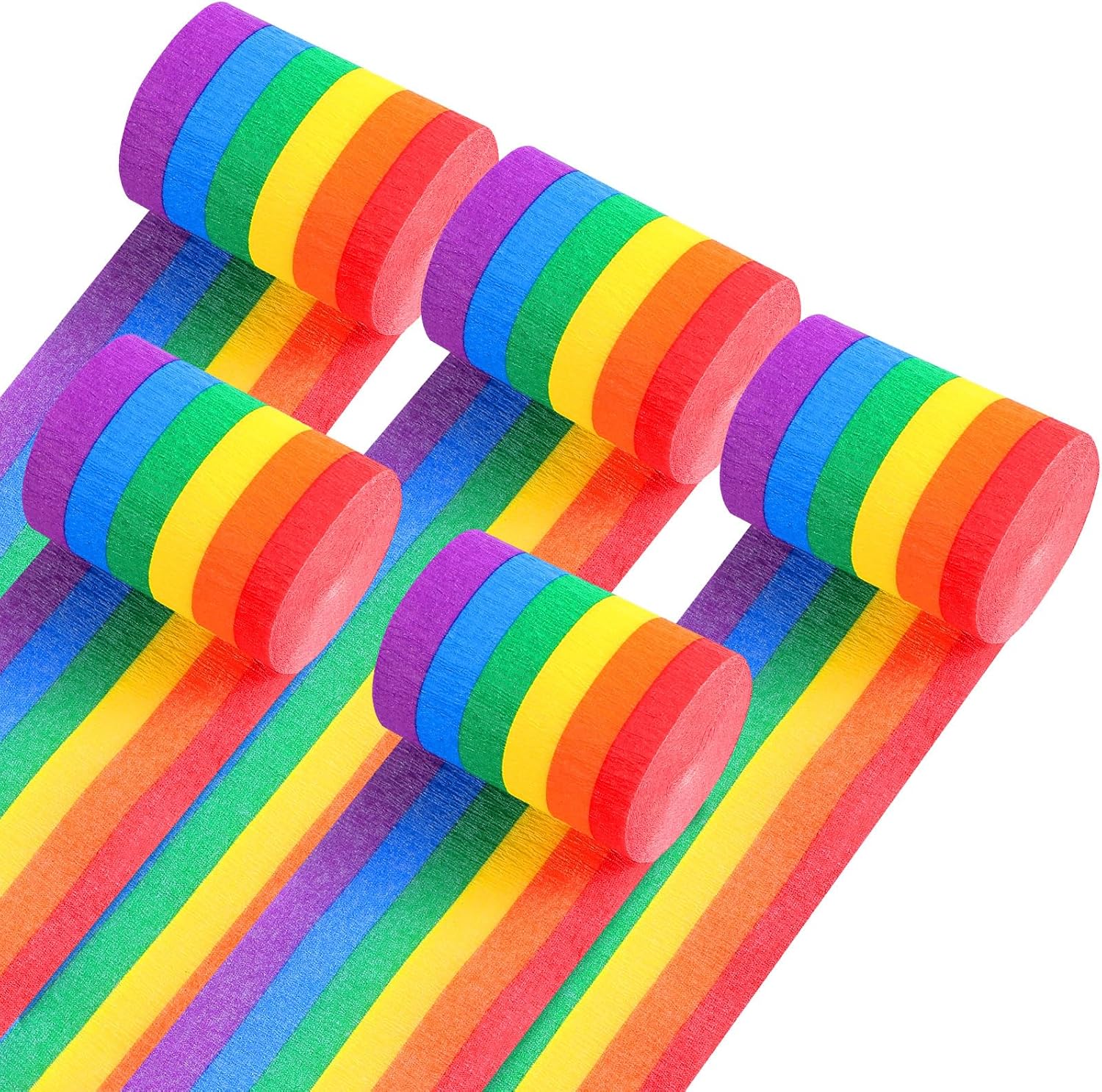 Epakh 5 Rolls Rainbow Crepe Paper Streamers 165 Ft