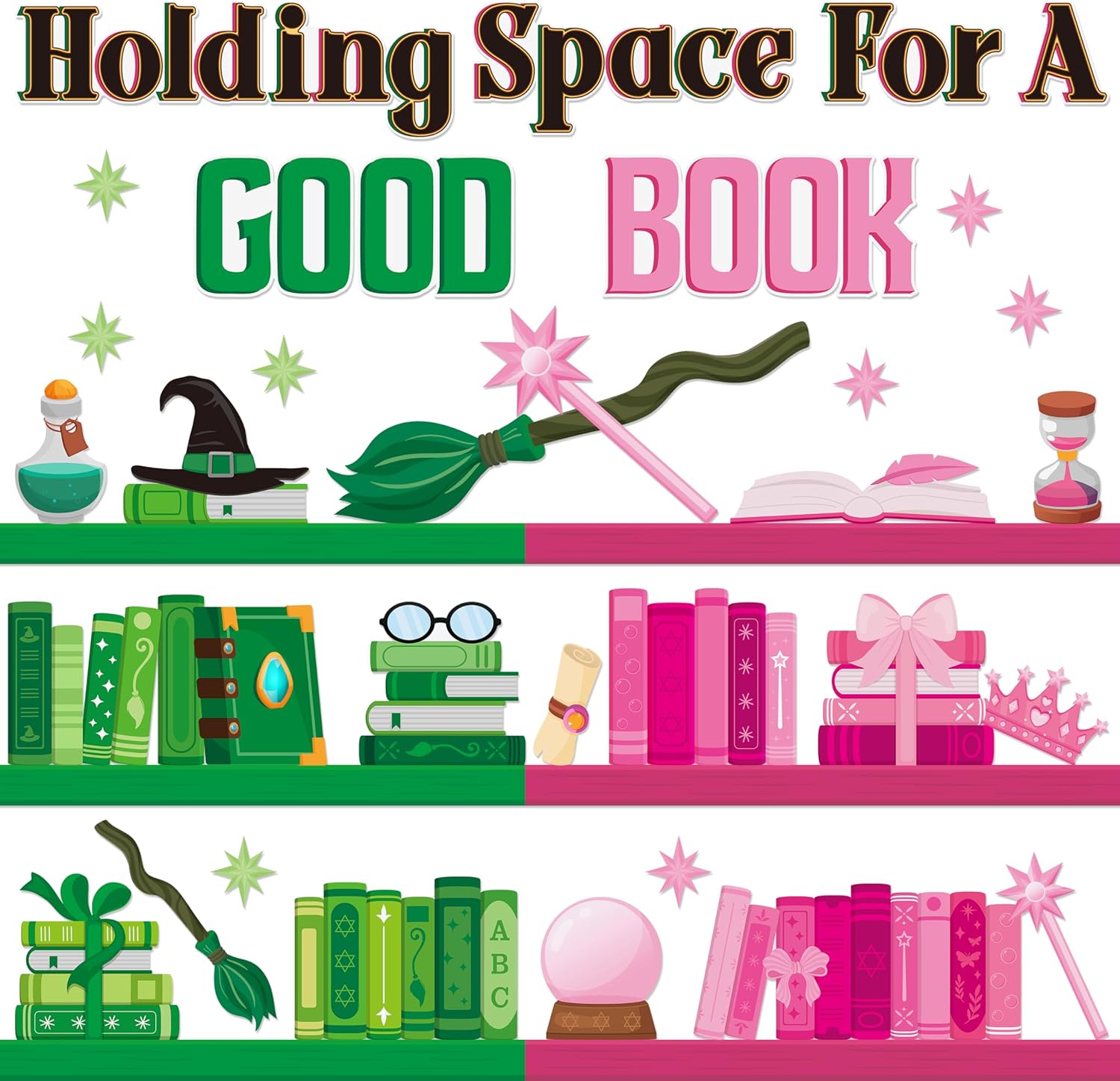 AgincBerry Witch Library Bulletin Board - 54PCS