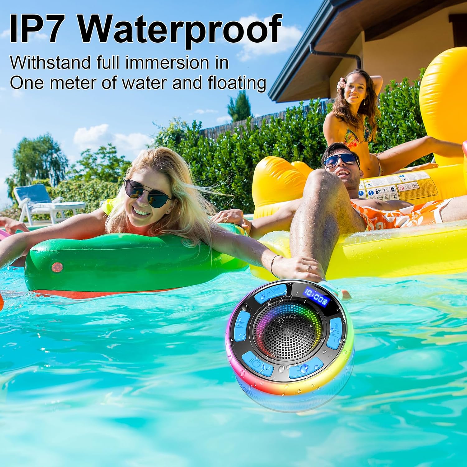 Bluetooth Shower Speaker with IP7 Waterproof and Suction Cup
