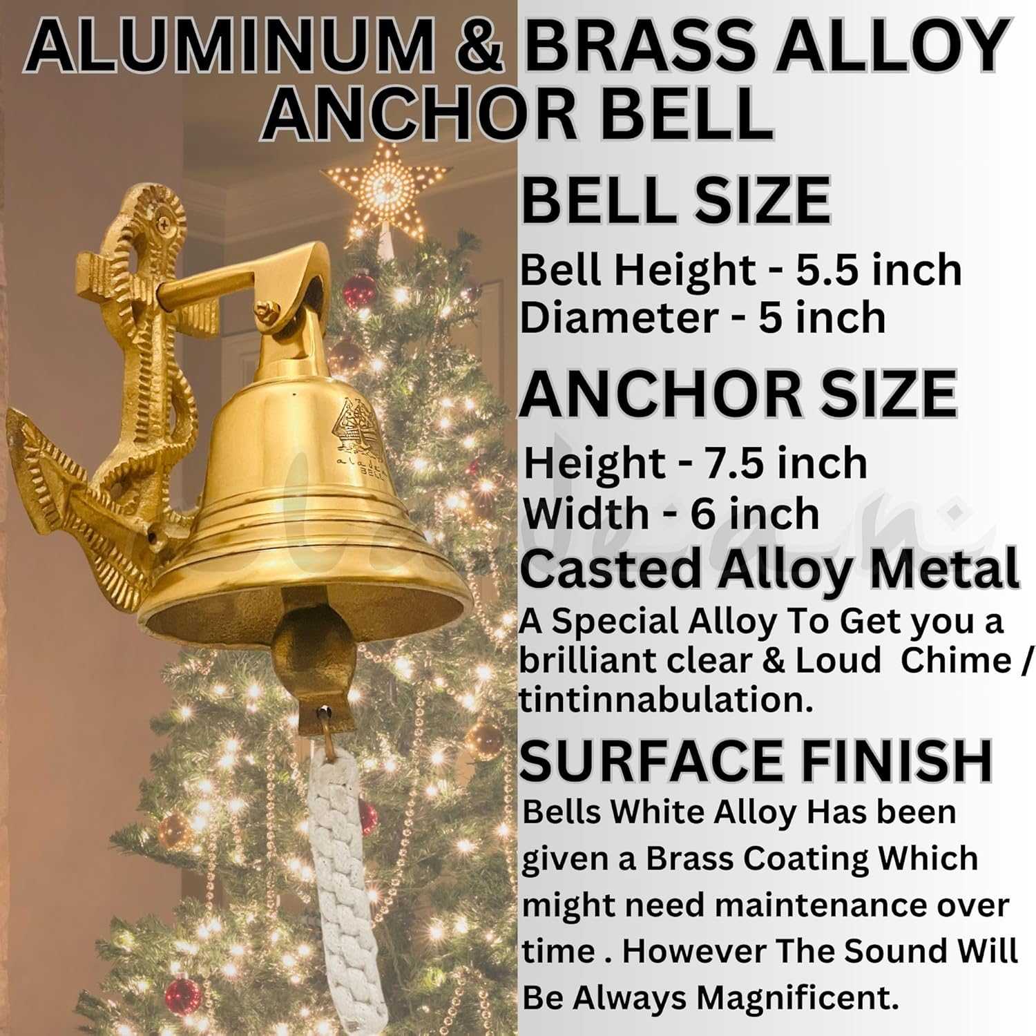 Anchor Ship Bell Large Wall Mounted Call Bell