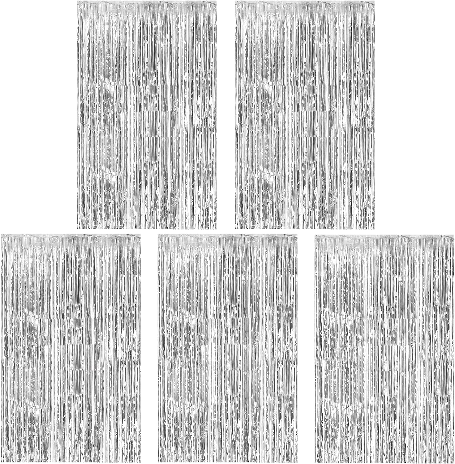 5 Pack Silver Foil Curtain Backdrop Photo Booth Props