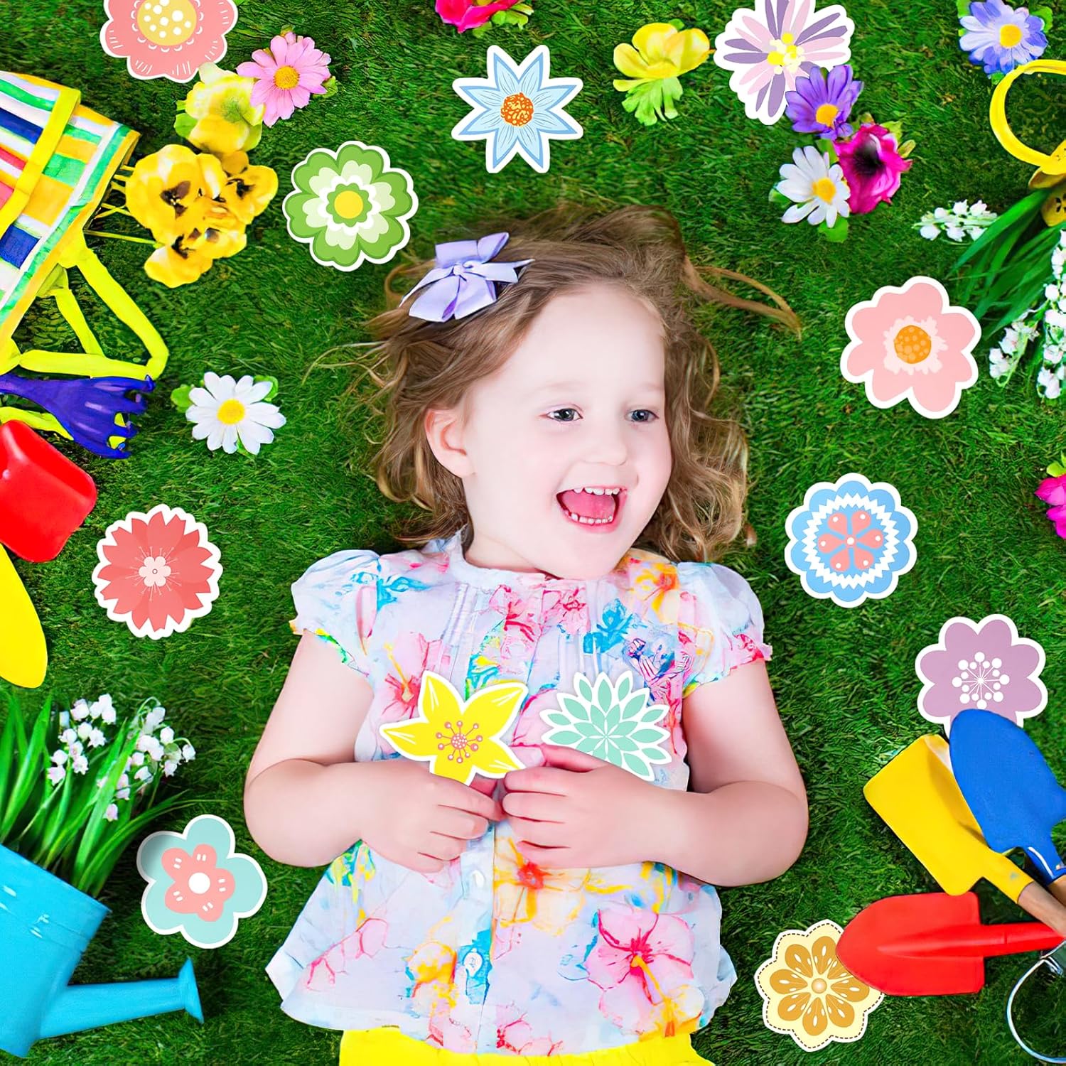 JUNEBRUSHS 72PCS Spring Flower Bulletin Board Decor