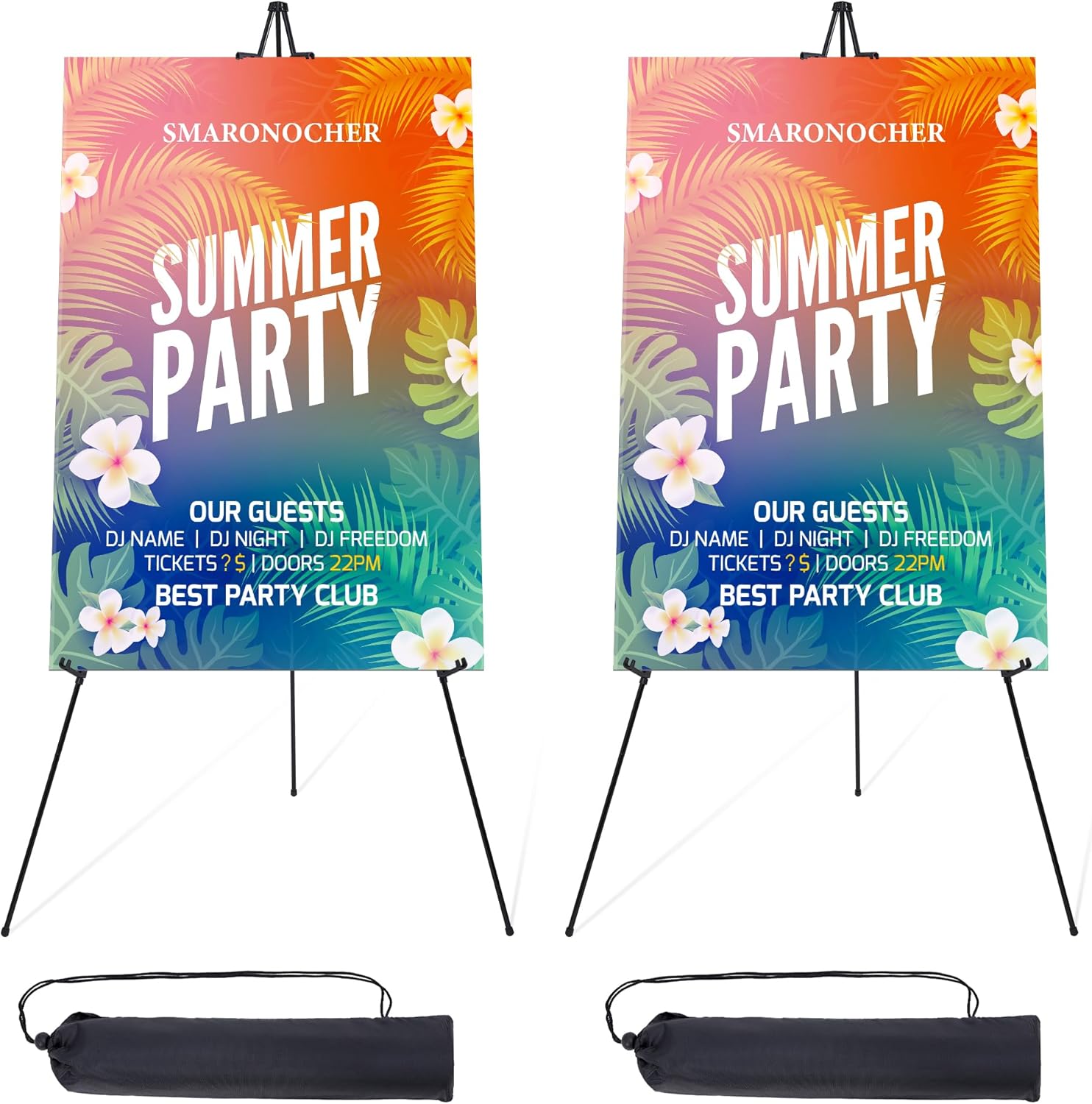 Portable Metal Easel Stand Black 2 Pack for Wedding and Display