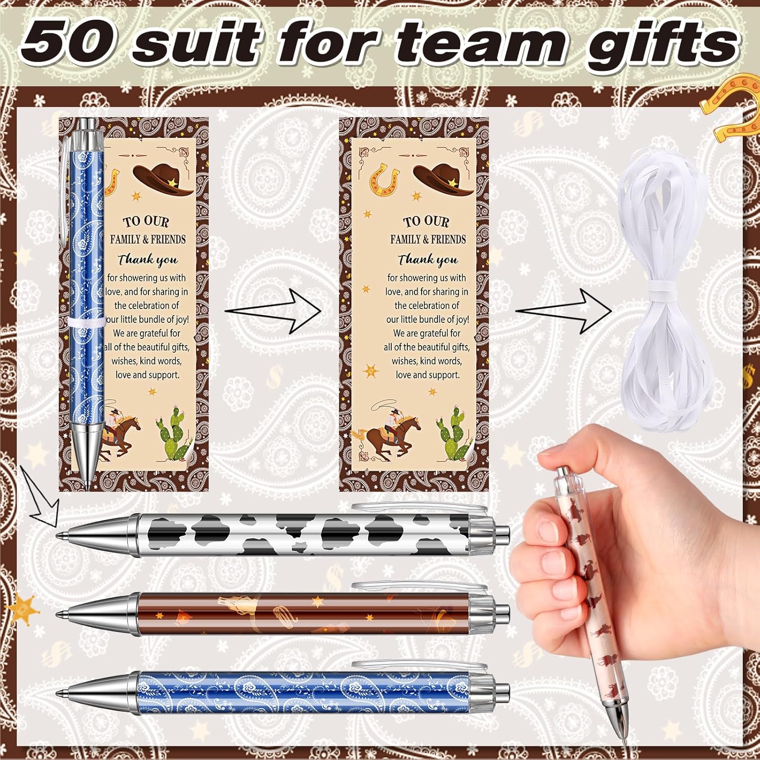 100 Pcs Cowboy Theme Baby Shower Favors Party Supplies