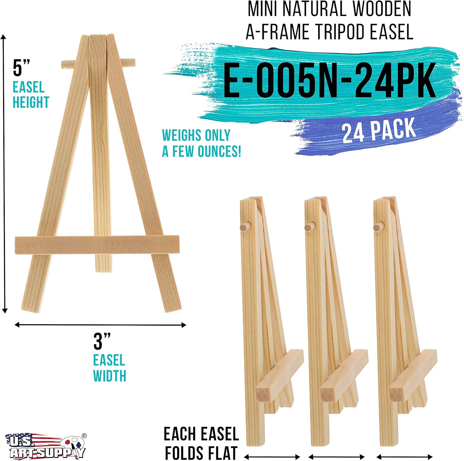 US Art Supply 5 Inch Mini Easel Display Stand 24 Pack