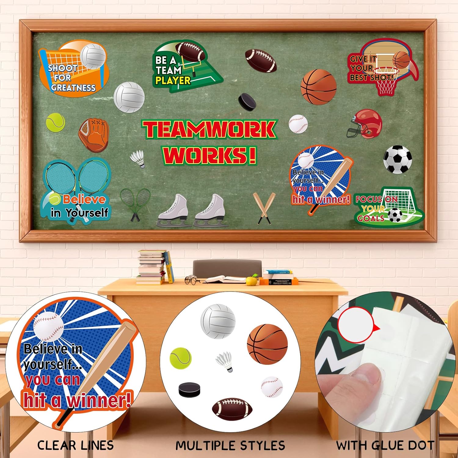 Thenshop Sports Teamwork Bulletin Board Set 72 Pcs