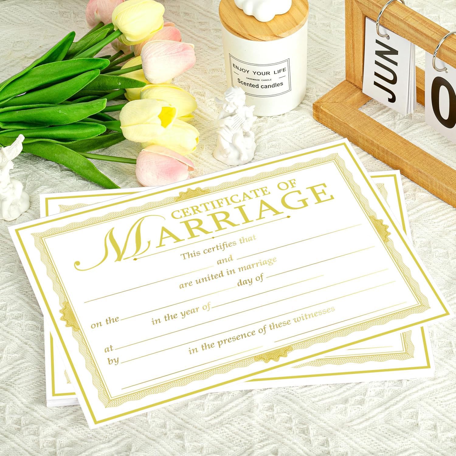 Gold Foil Edge Wedding Certificates 11x85 Inches 24 Pcs