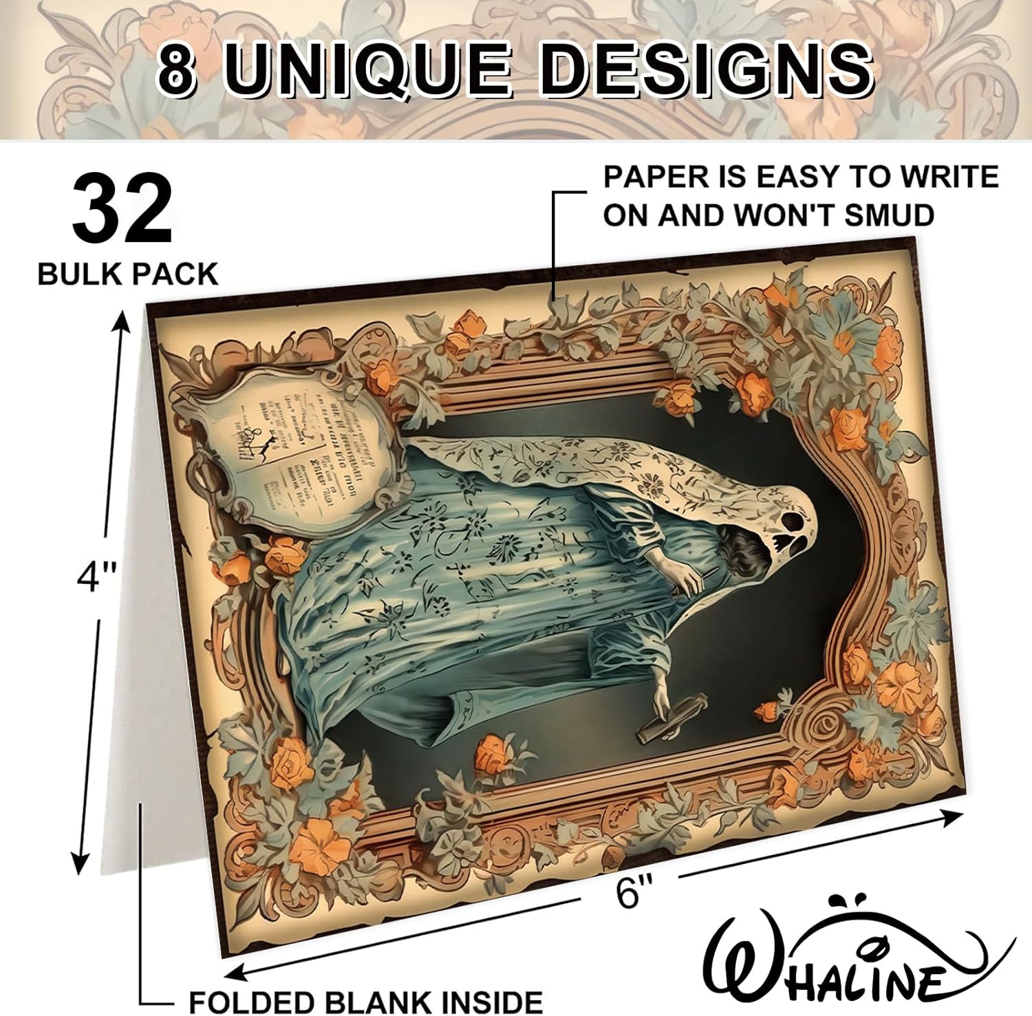 Whaline 32 Pack Halloween Greeting Cards with Stickers and Envelopes