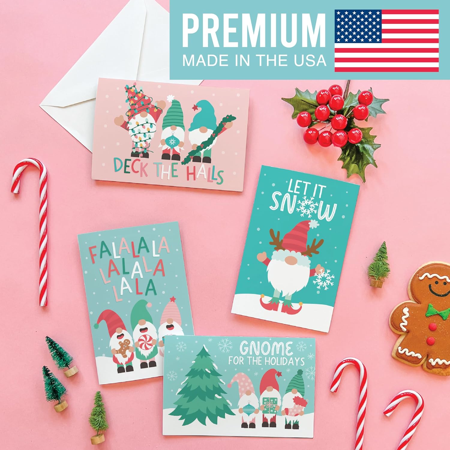 Hadley Designs 24 Gnome Christmas Cards With Envelopes