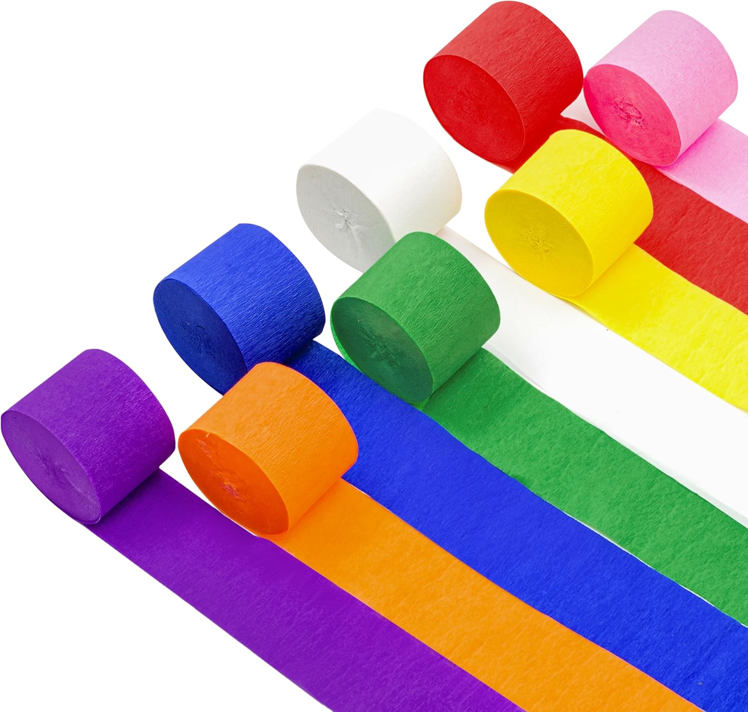 Suaxova Crepe Paper Streamers 8 Rolls Rainbow Party Decorations